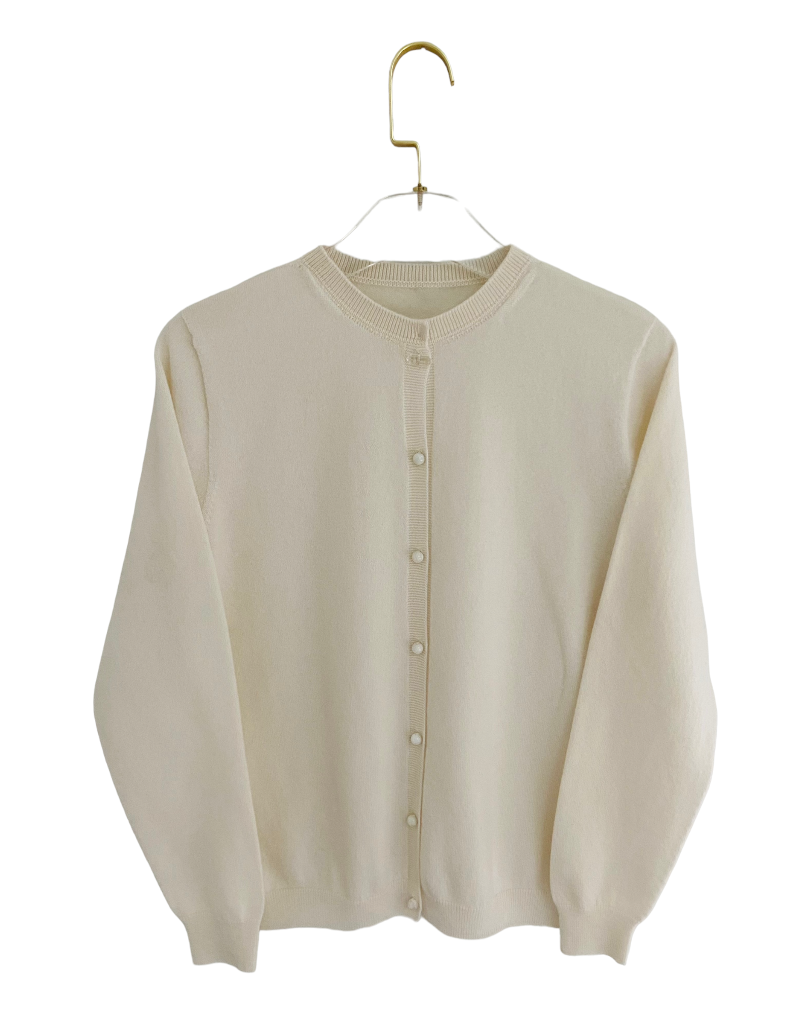 June Birthstone Cashmere Cardigan - Ice White/Moonstone