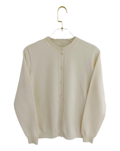 June Birthstone Cashmere Cardigan - Ice White/Moonstone