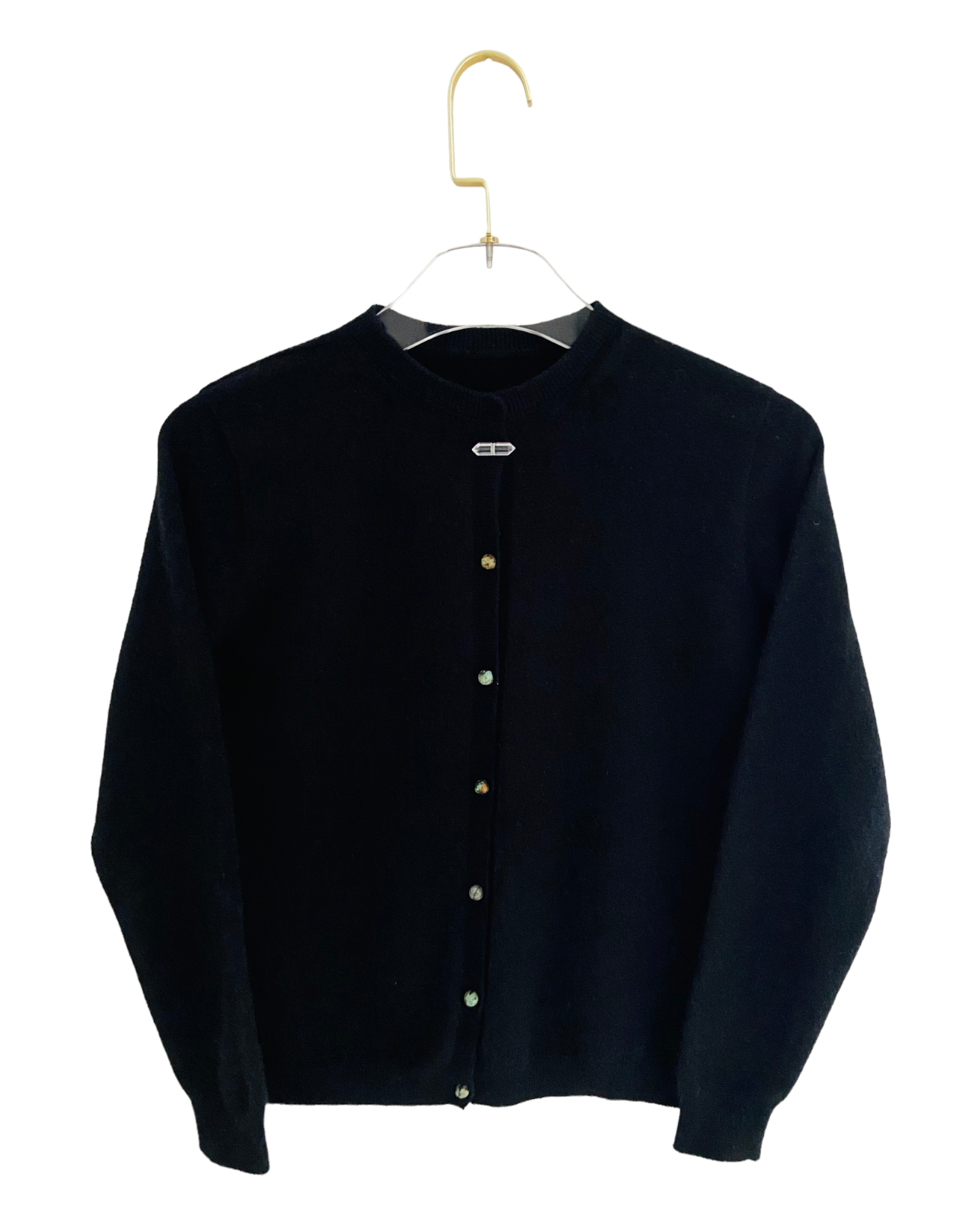 December Birthstone Cashmere Cardigan - Black/African Turquoise
