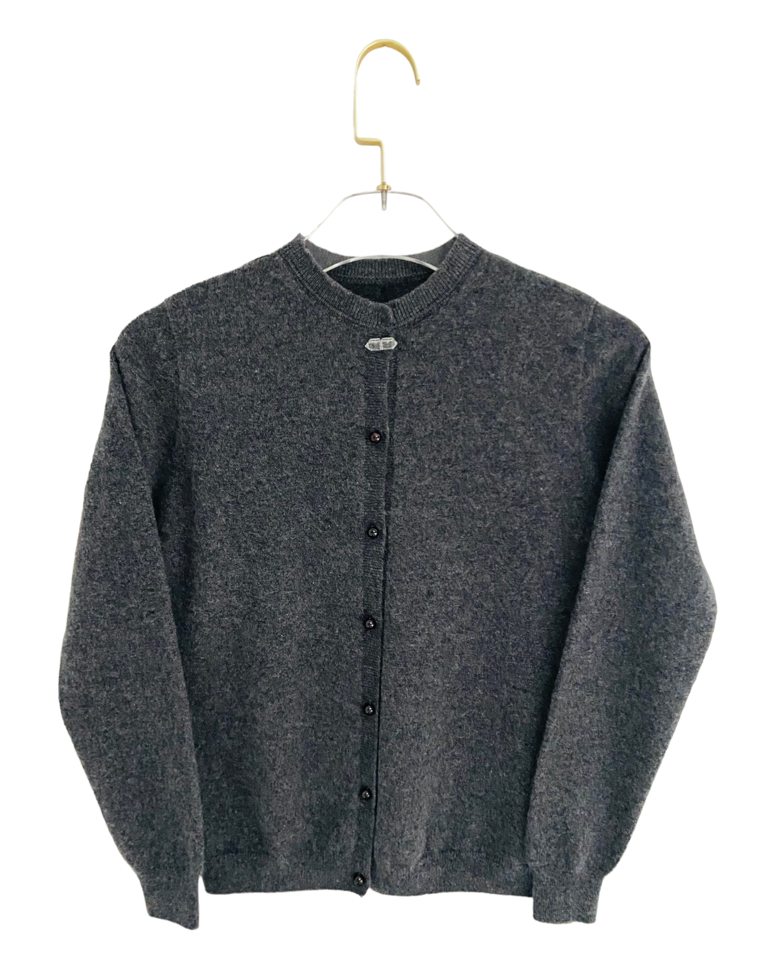 January Birthstone Cashmere Cardigan - Derby Gray/Garnet