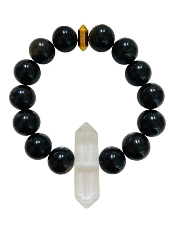 Maria’s Night Sky - Obsidian & Clear Crystal Quartz