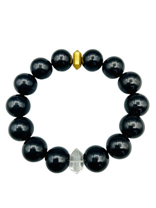 STACKER Black Tourmaline with MINI Double Terminated Clear Crystal Quartz
