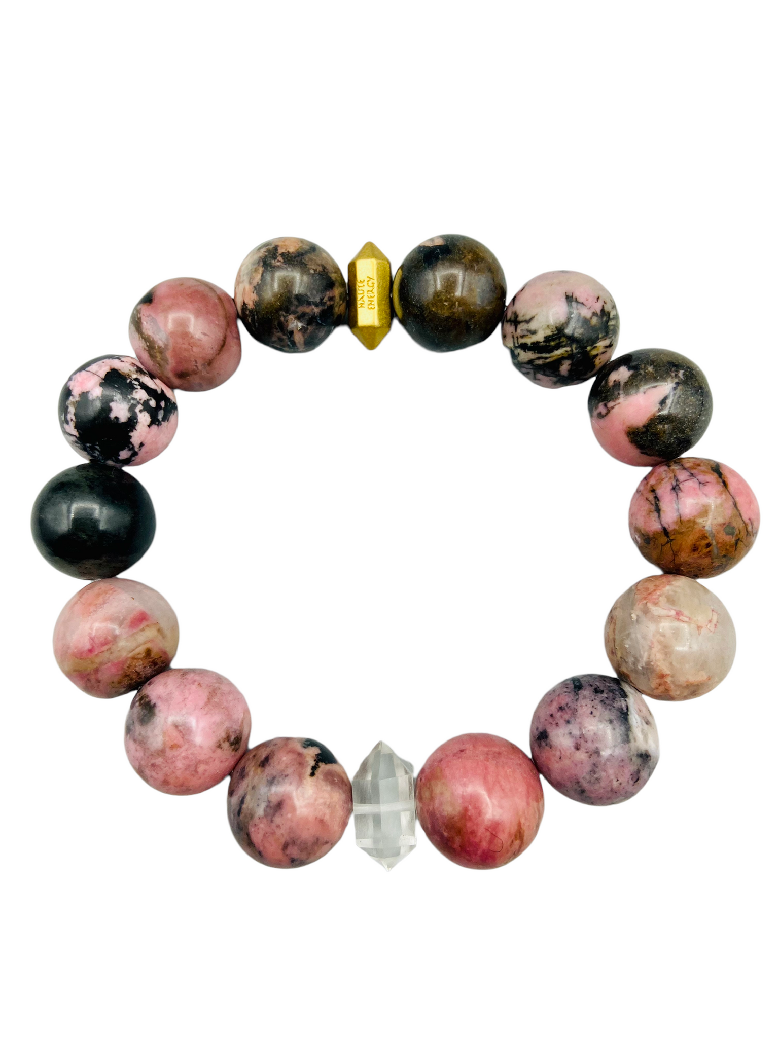 STACKER Rhodonite with MINI Double Terminated Clear Crystal Quartz