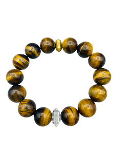 STACKER Tiger Eye with MINI Double Terminated Clear Crystal Quartz