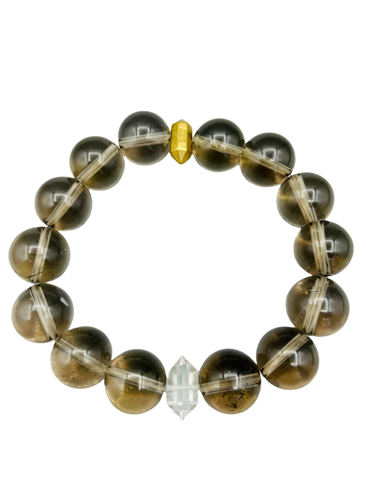 STACKER Smoky Quartz with MINI Double Terminated Clear Crystal Quartz
