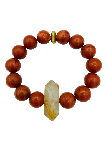 Red Poppy Jasper with Double Terminated Citrine