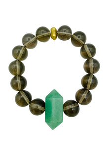 Smoky Quartz with Double Terminated Green Aventurine