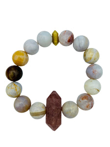 Australian Agate with Double Terminated Strawberry Quartz