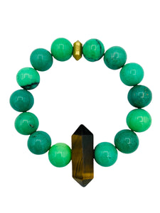 Chrysoprase with Double Terminated Tiger Eye