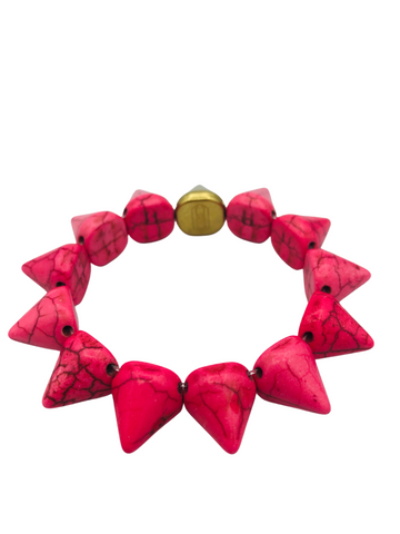 Pink Howlite Spike Bracelet