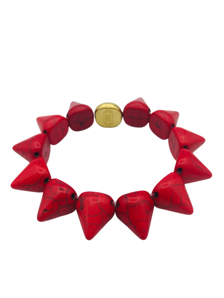 Red Howlite Spike Bracelet